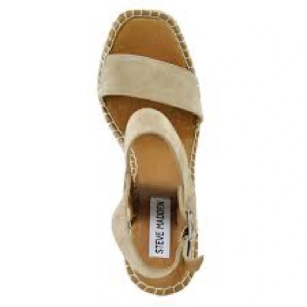 Steve Madden EUC Beige Leather Women's Heeled Sandals, Size 8.5